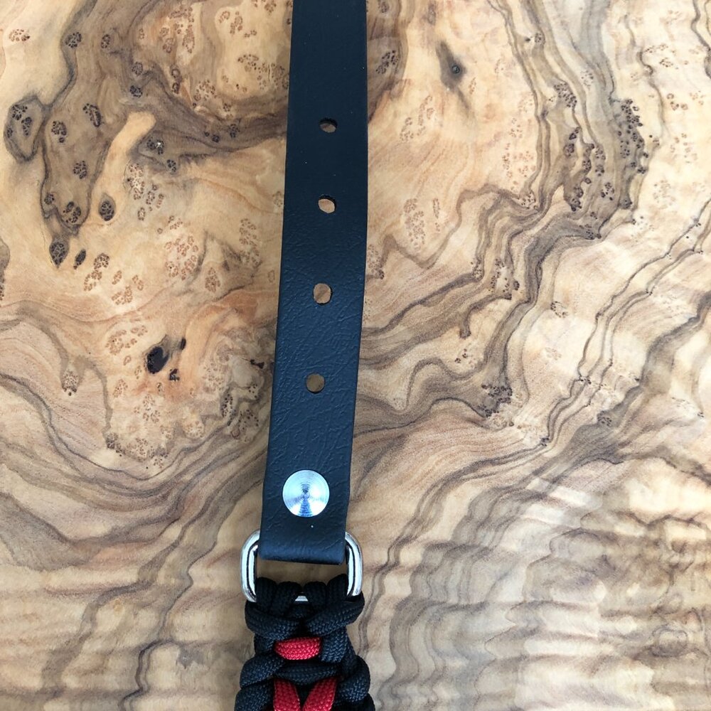 Dog Collar ~ Adjustable 13.5" to 16" ~ Black and Red Paracord ~ Handmade in USA - Picture 6 of 7